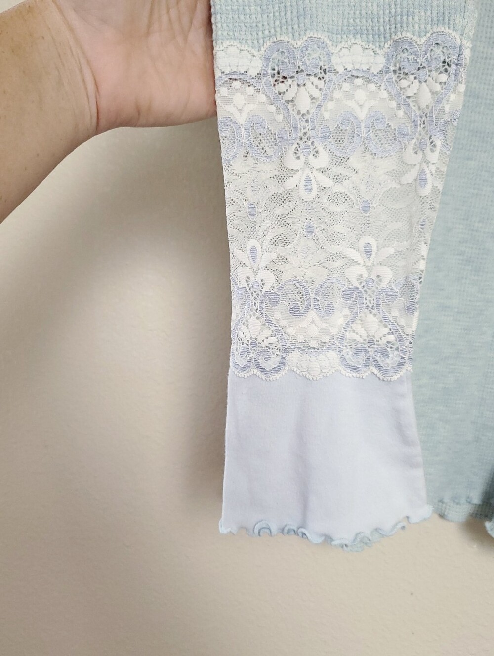 CLAIRE PETTIBONE Vintage Cottagecore Waffle Knit Lace Romantic Pajama Set XL - Picture 14 of 15